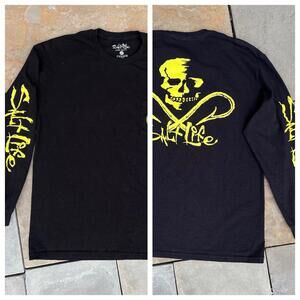 Salt Life Black + Yellow Green Raised Logo Long Sleeve Tee